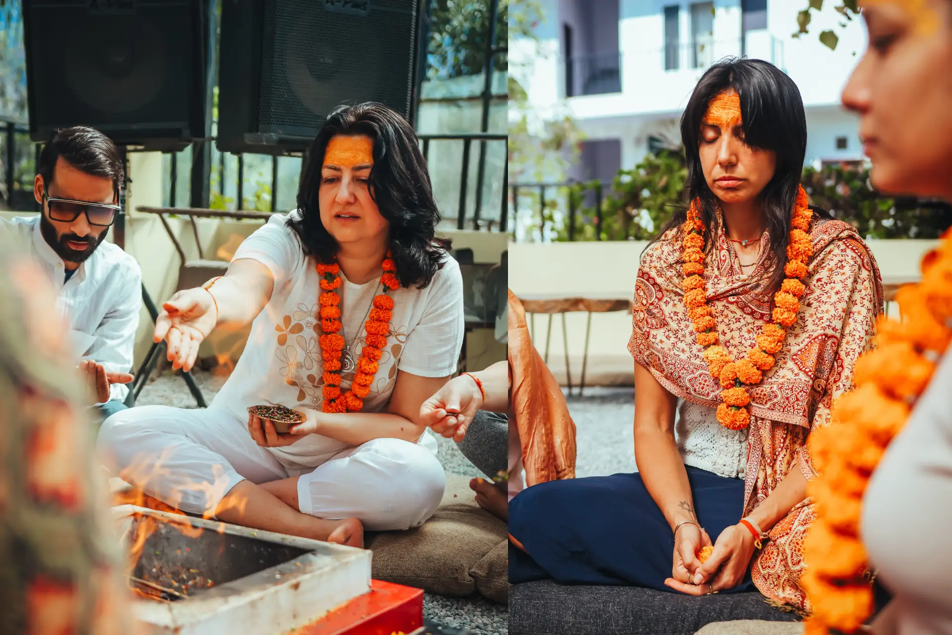 Students practising sound healing at Haritha Yogshala, Tapovan Rishikesh (photo 7)
